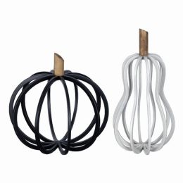 Modern Set of 2 Metal Wire Pumpkins Tabletop Decor